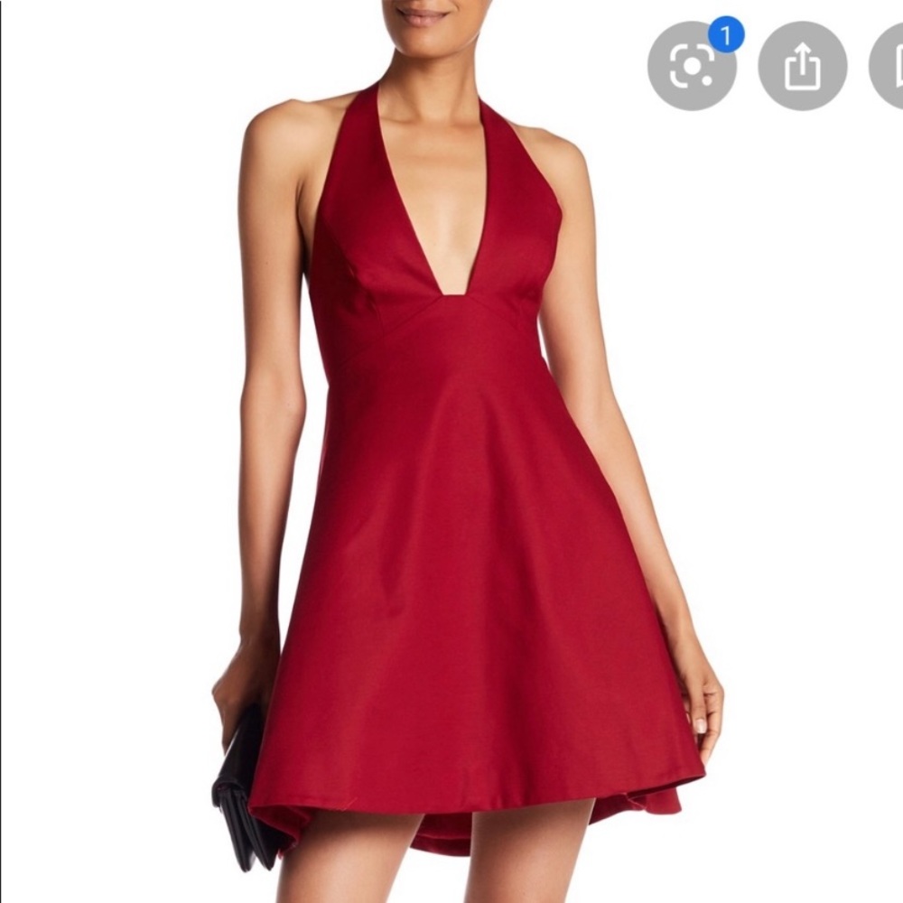 Halston Heritage Red deep V Dress